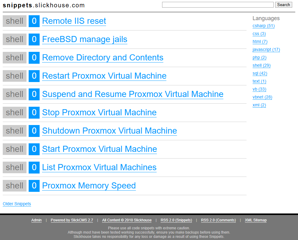 Screenshot of Snippets
